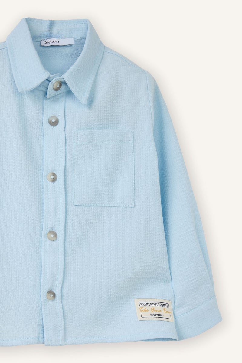 DeFacto Blue BabyBoy Baby Boy Shirt Collar Cotton Long Sleeve Shirt Casual - Image 2